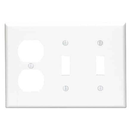 Leviton 3-Gang Plastic 2-Toggle/Duplex Outlet Wall Plate, White 001-88021